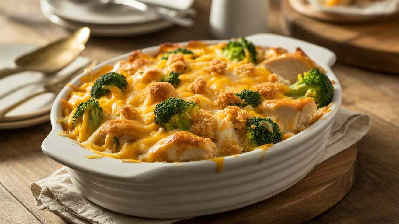 Creamy Chicken Broccoli and Cheese Recipe | Easy Casserole