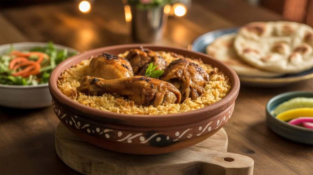 Pakistani handi-style clay pot chicken with yogurt and spices.