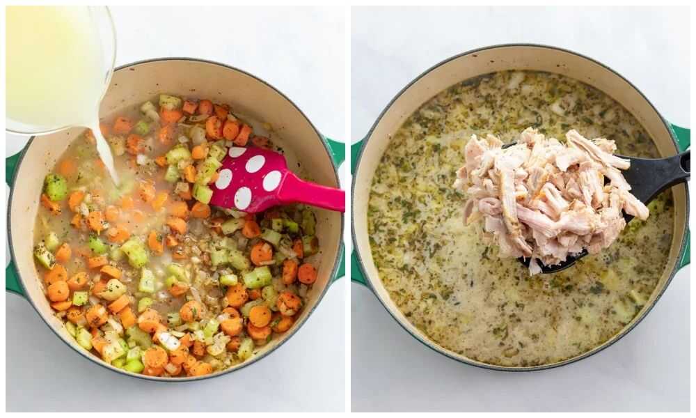 Chicken and cream of chicken soup mixture cooking in a slow cooker