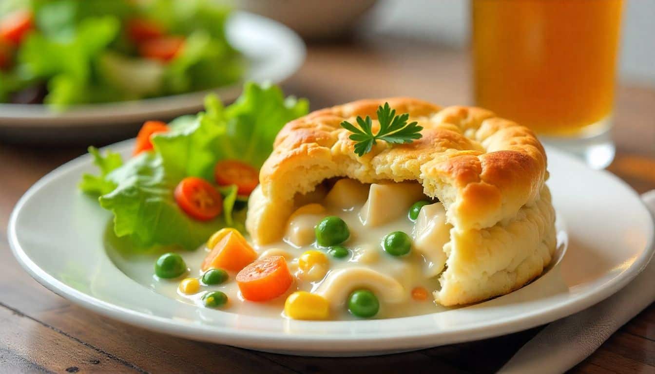 Creamy Chicken Pot Pie Recipe with Cheddar Bay Biscuits