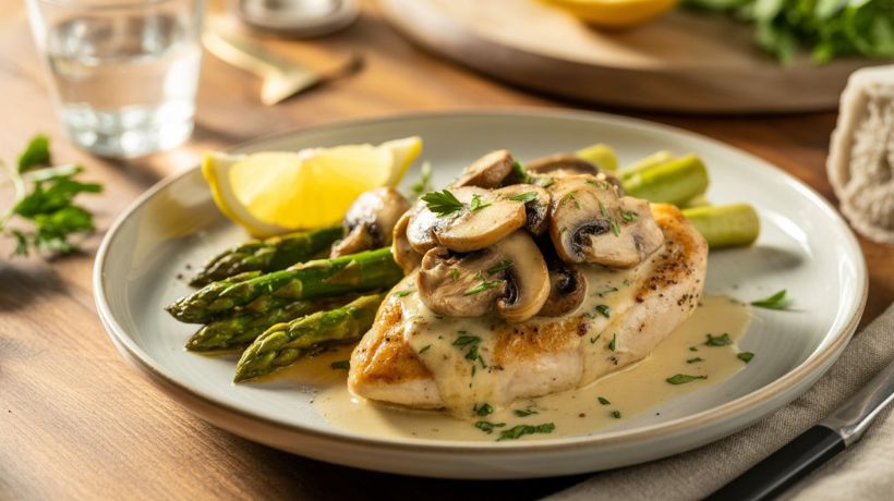 One-Pan Chicken Asparagus Mushroom Recipe– Quick & Flavorful