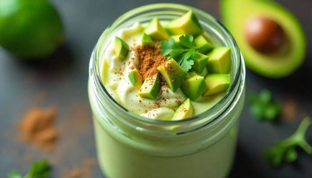 “Ingredients for avocado lime ranch dressing inside a blender before mixing”