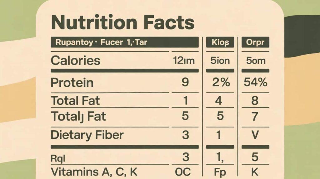 “Nutritional facts table for chicken and broccoli rabe recipe.”