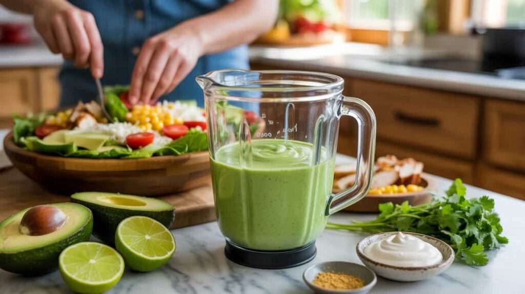 “Hands assembling Chick fil a Cobb Salad by layering greens and toppings in a large bowl.”“Close-up of seasoned grilled chicken sliced on a cutting board for Chick fil a Cobb Salad.”
