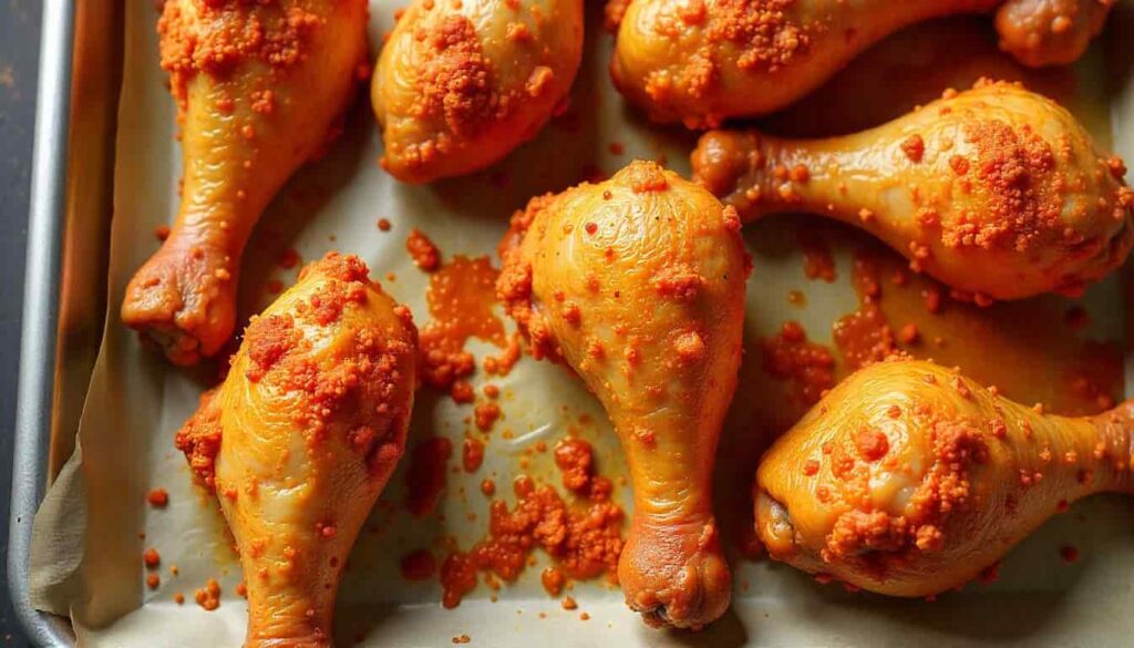 Chicken and old bay recipe “Oven-baked chicken drumsticks seasoned with Old Bay.”