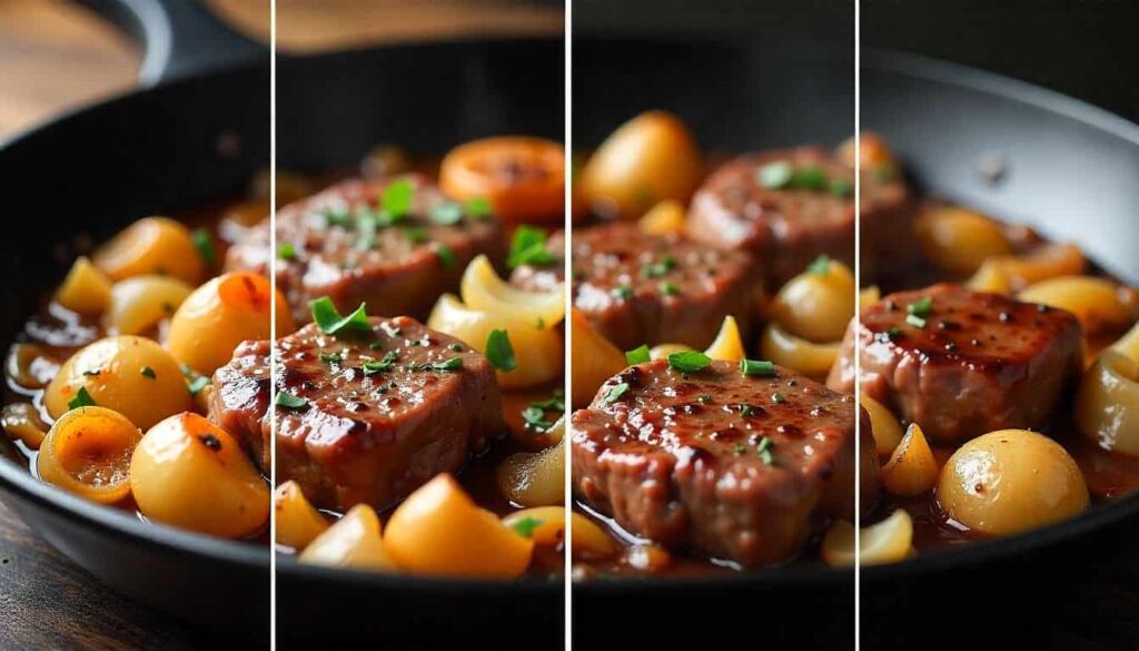 Chicken Livers Recipe “Step-by-step collage showing cleaning, sautéing, seasoning, and serving chicken livers”