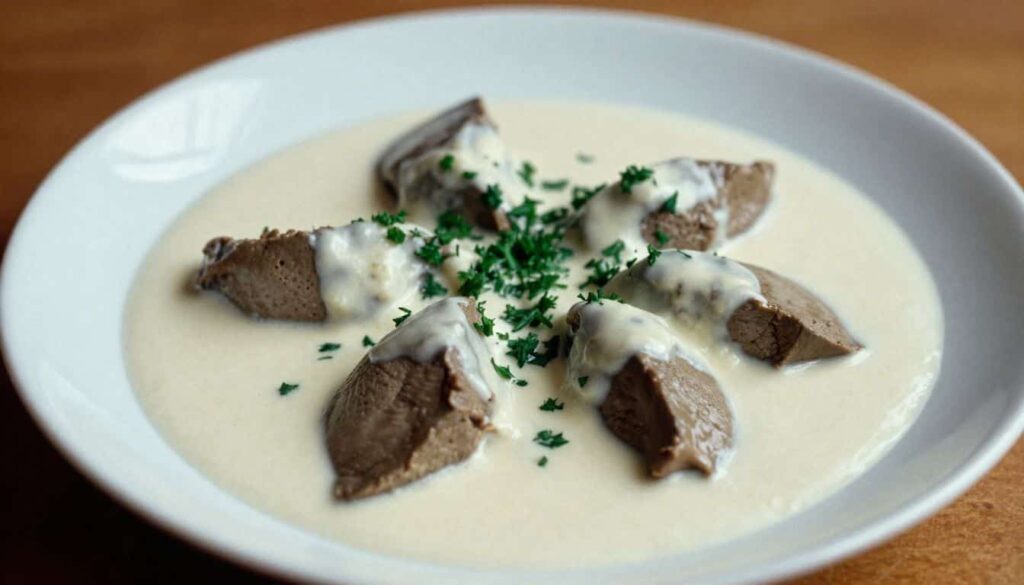 Chicken Livers Recipe Creamy chicken livers simmered in a rich garlic cream sauce with parsley garnish”