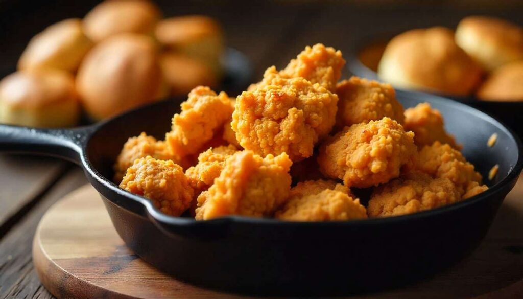 fried chicken recipe Cracker Barrel Close-up crispy fried chicken crust inspired by Cracker Barrel recipe