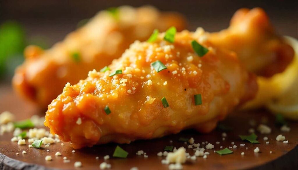 Buffalo wild wings garlic parmesan chicken recipe Close-up of creamy garlic parmesan sauce on Buffalo Wild Wings garlic parmesan chicken