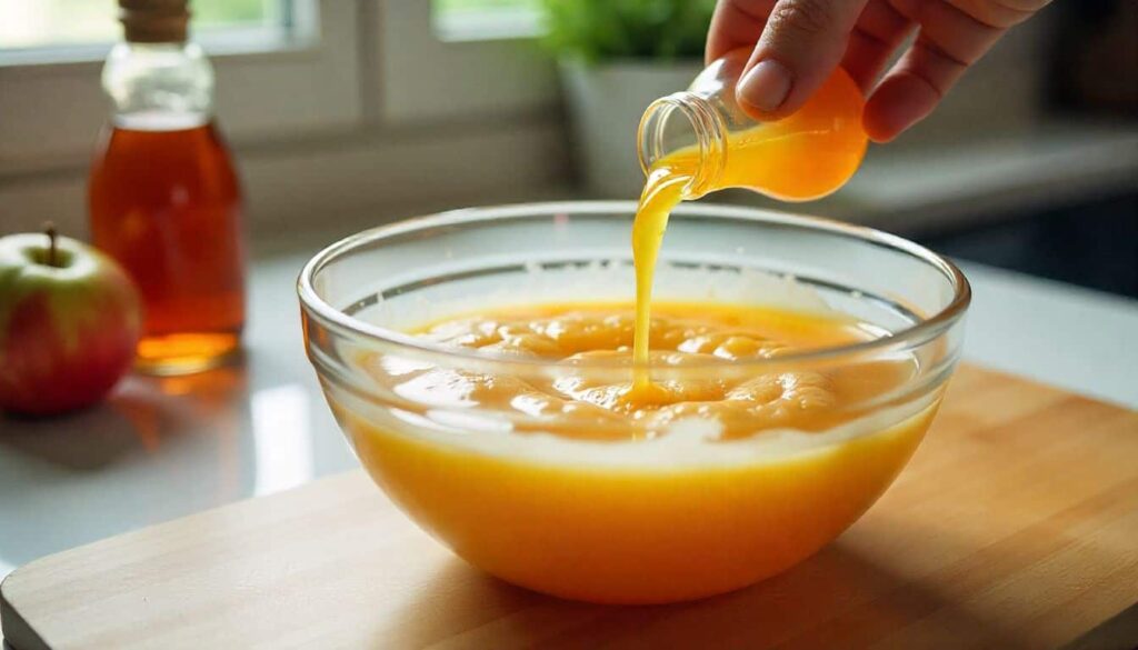 Mixing ingredients for an easy BBQ chicken spray recipe