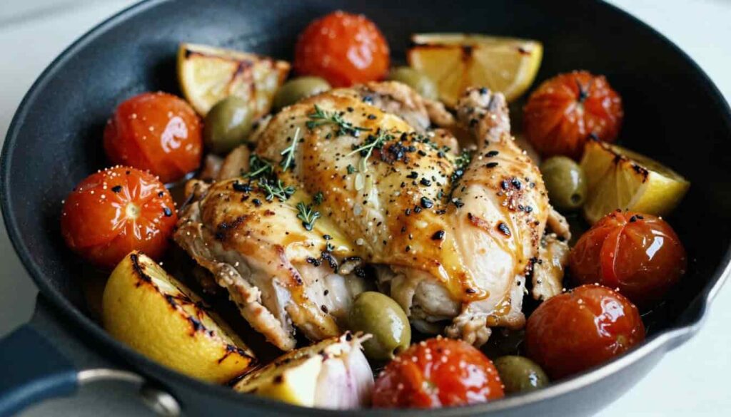 mediterranean chicken with tomatoes olives and herbs
