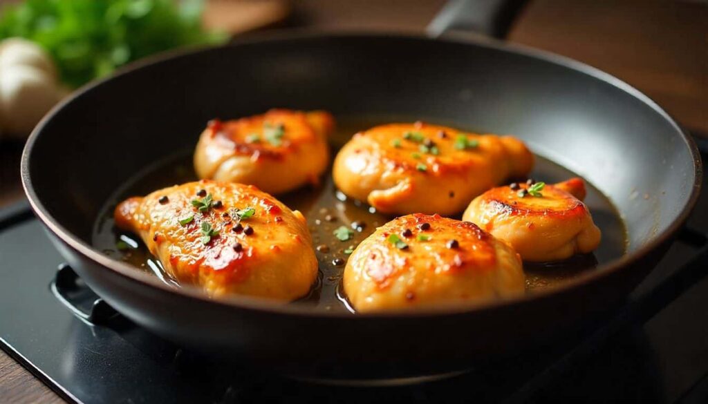 Browning chicken for authentic chicken adobo potato recipe