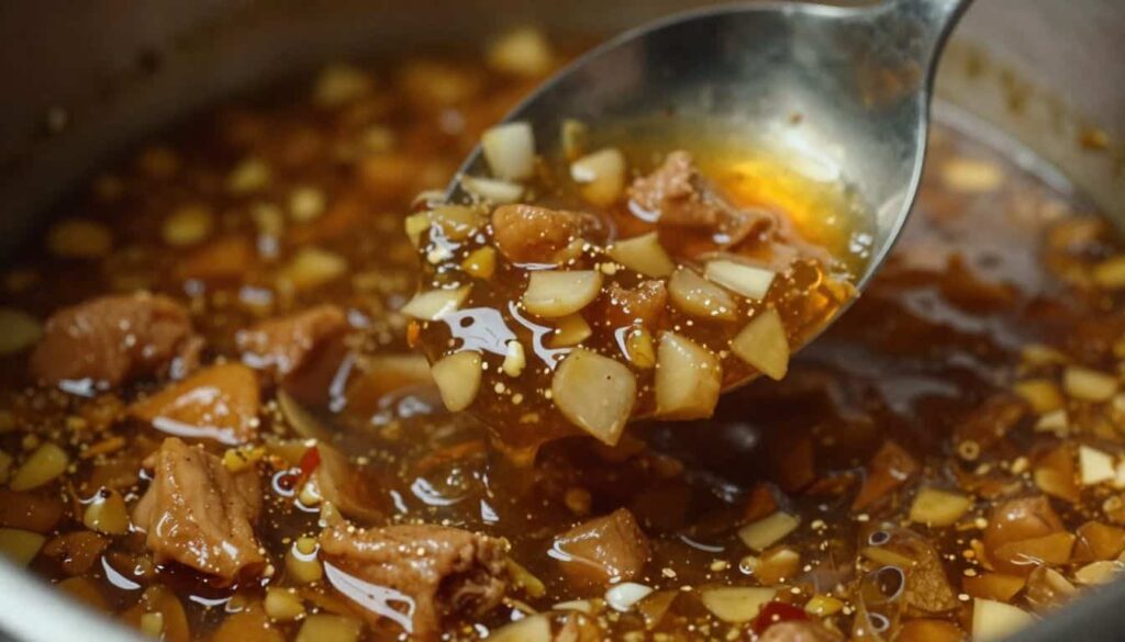 Asian chicken marinade sauce texture with garlic and ginger